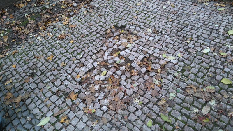 Rozbita úvozová cesta, spojnice ulice U Blaženky a Na Popelce.