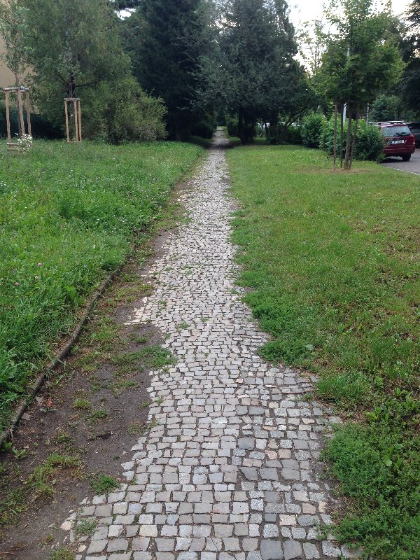 Pěšina místo chodníku v Dětské