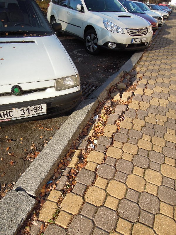 Bortící se chodník v Turnovského ulici