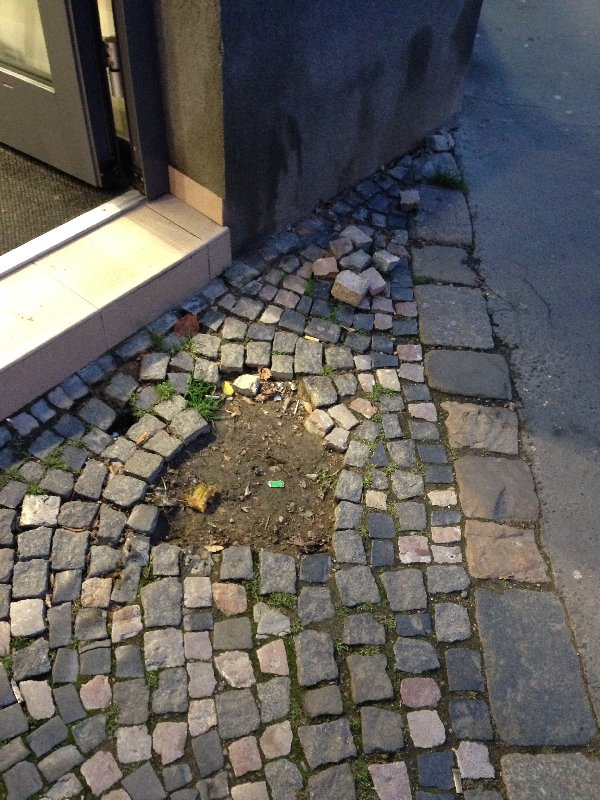 Vysypaná dlažba na Vinohradské č. 118