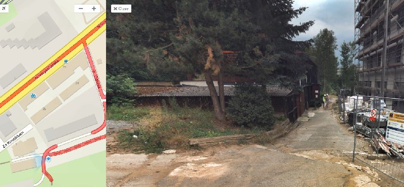 Přechod z ulice Odlehlá do lesoparku Krejcárek