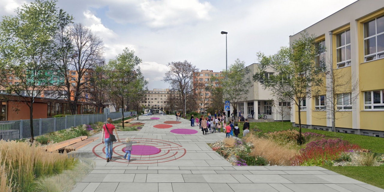 Prostor pře ZŠ Jílovská, sídliště Novodvorská, Praha 4