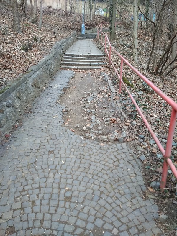 Zanedbaná cesta v Přírodní památce Školní vrch
