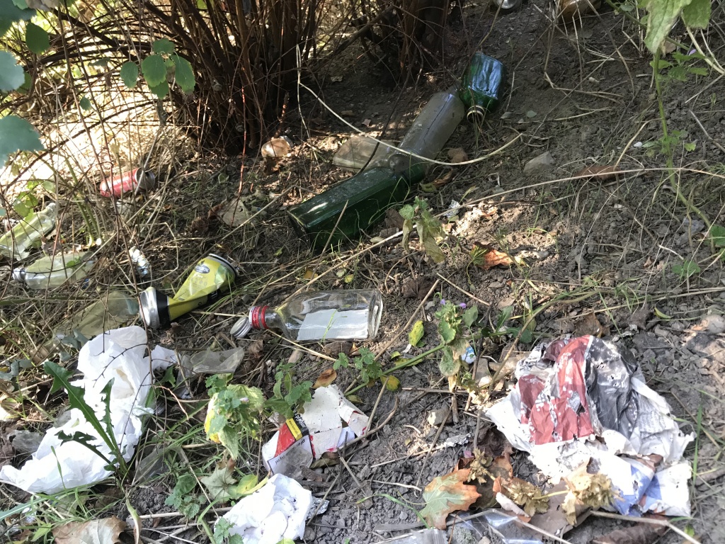 Zarostlé a špinavé schody na Kačerově (ulice Budějovická)