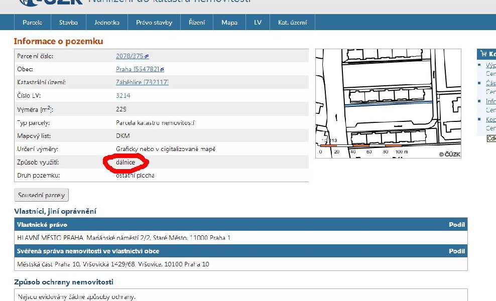 Dálnice v Sasankové ulici, nebo bordel v katastru nemovitostí? 