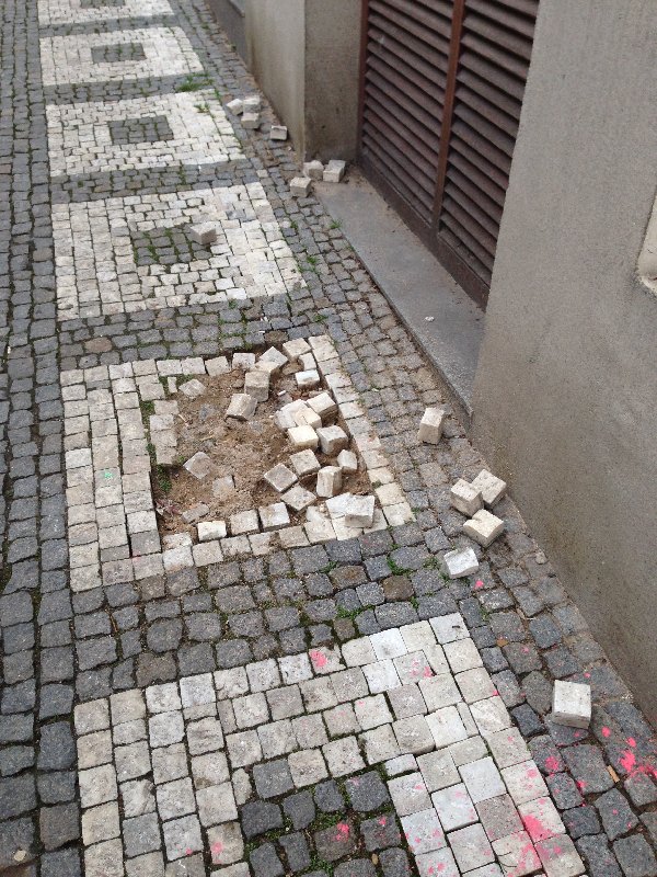 Vysypaná dlažba ve Velehradské