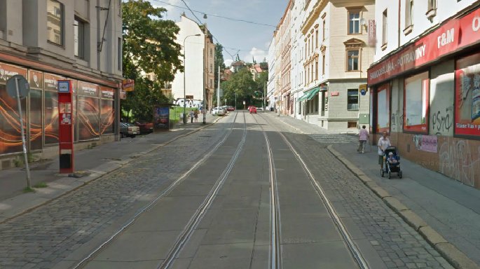 Přechod u tram. zastávky Ruská